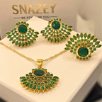 Premium Gold-Plated Emerald Zircon design Necklace Set for Women & Girls