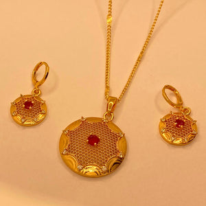 Simple Elegant Golden Gold Plated Necklace Set For Women/Girls