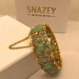 Luxury Gold Plated feroza Stones Kara For Women/Girls- Formal Wear