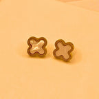 Simple Gold White Flora design Stainless Steel Tops Earring For Women/Girls- Daily Wear