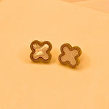 Simple Gold White Flora design Stainless Steel Tops Earring For Women/Girls- Daily Wear