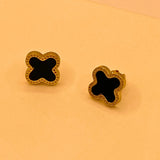 Simple Gold Black Flora design Stainless Steel Tops Earring For Women/Girls- Daily Wear