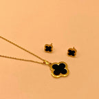 Simple Luxury Gold Stainless Steel Flora Design Pedant Set For Women/Girls