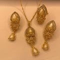 Luxury Gold Plated Pearl Zircon Necklace Set For Women/Girls.