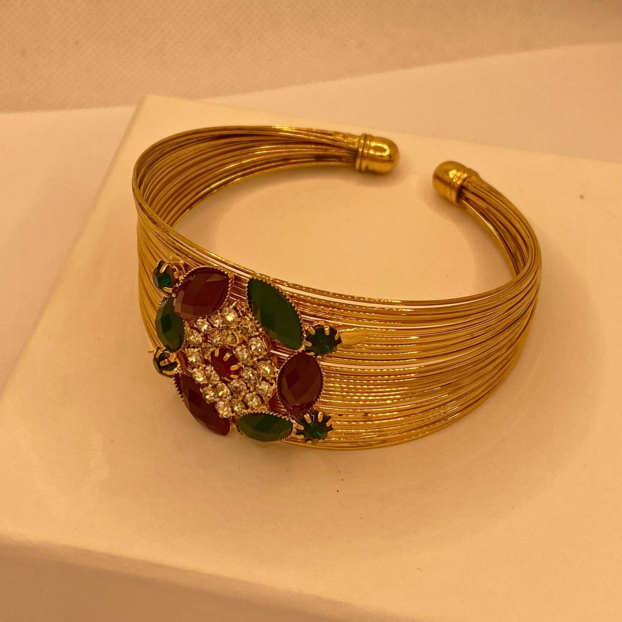 Elegant Premium Multi Stones Adjustable Kara– Gold Finish for Women/Girls