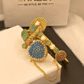 Stylish Handmade Mint stone Gold Plated Hand Cuff for Girls/Women