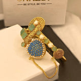 Stylish Handmade Mint stone Gold Plated Hand Cuff for Girls/Women