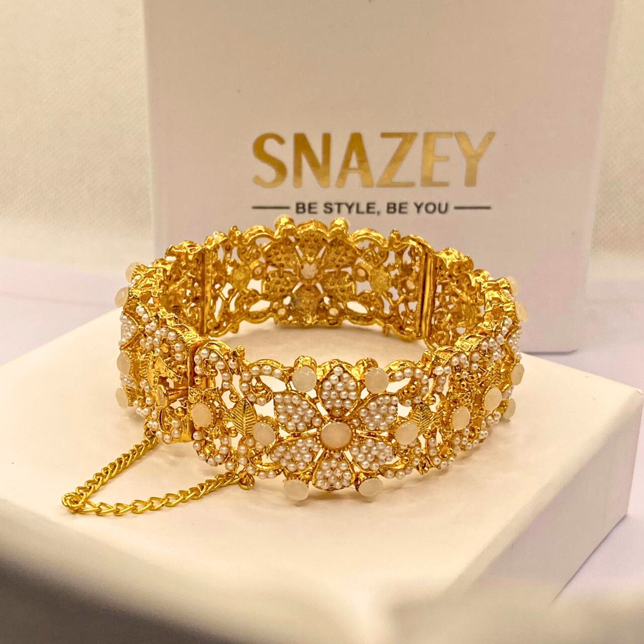 Premium Gold-Plated white stones Kara for Women & Girls – Formal Wear