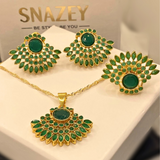Premium Gold-Plated Emerald Zircon design Necklace Set for Women & Girls