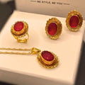 Elegant Ruby Inspired Gold Plated Locket Set For Girls/Women