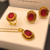Elegant Ruby Inspired Gold Plated Locket Set For Girls/Women