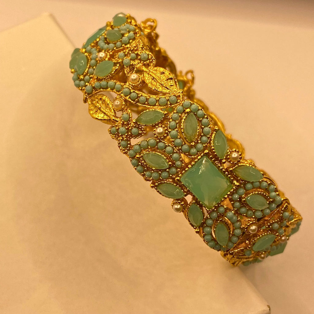 Premium Gold-Plated Mint stones Kara for Women & Girls – Formal Wear