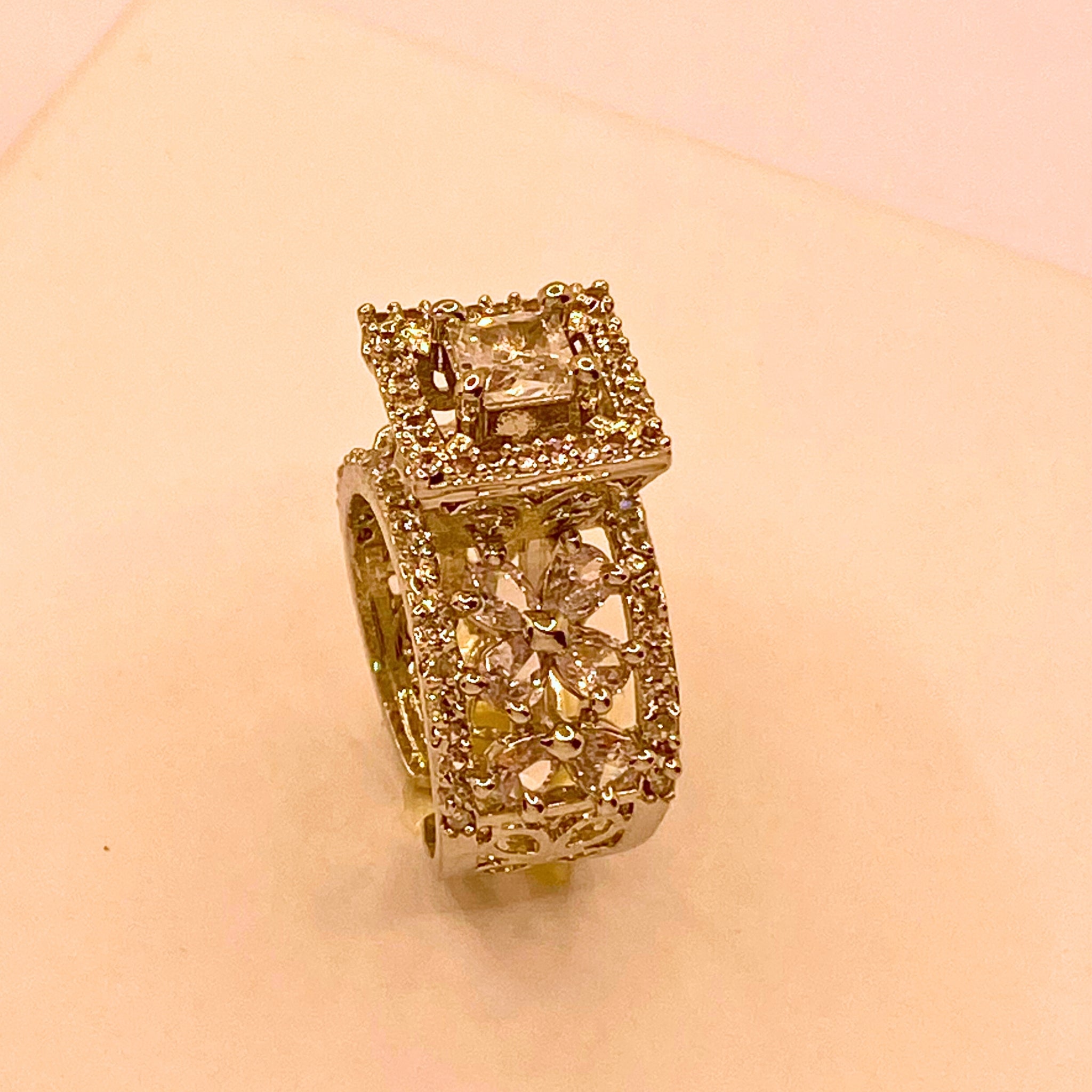 Luxury American Diamond Cut Real Stone Ring For Women/Girls- Formal wear