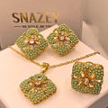 Luxury Handmade Mint Stone Gold Plated 4-Piece Locket Set for Women/Girls