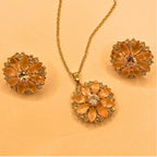 Luxury Rose Glow Zarcon Design Necklace Set for woman/girls