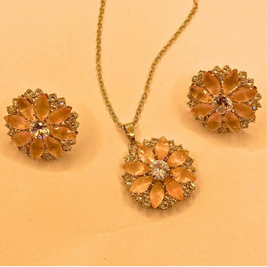 Luxury Rose Glow Zarcon Design Necklace Set for woman/girls