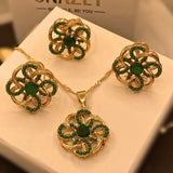 Premium Handmade Green Beads Gold Plated 4-Piece Locket Set for Women/Girls