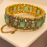 Luxury Gold Plated feroza Stones Kara For Women/Girls- Formal Wear