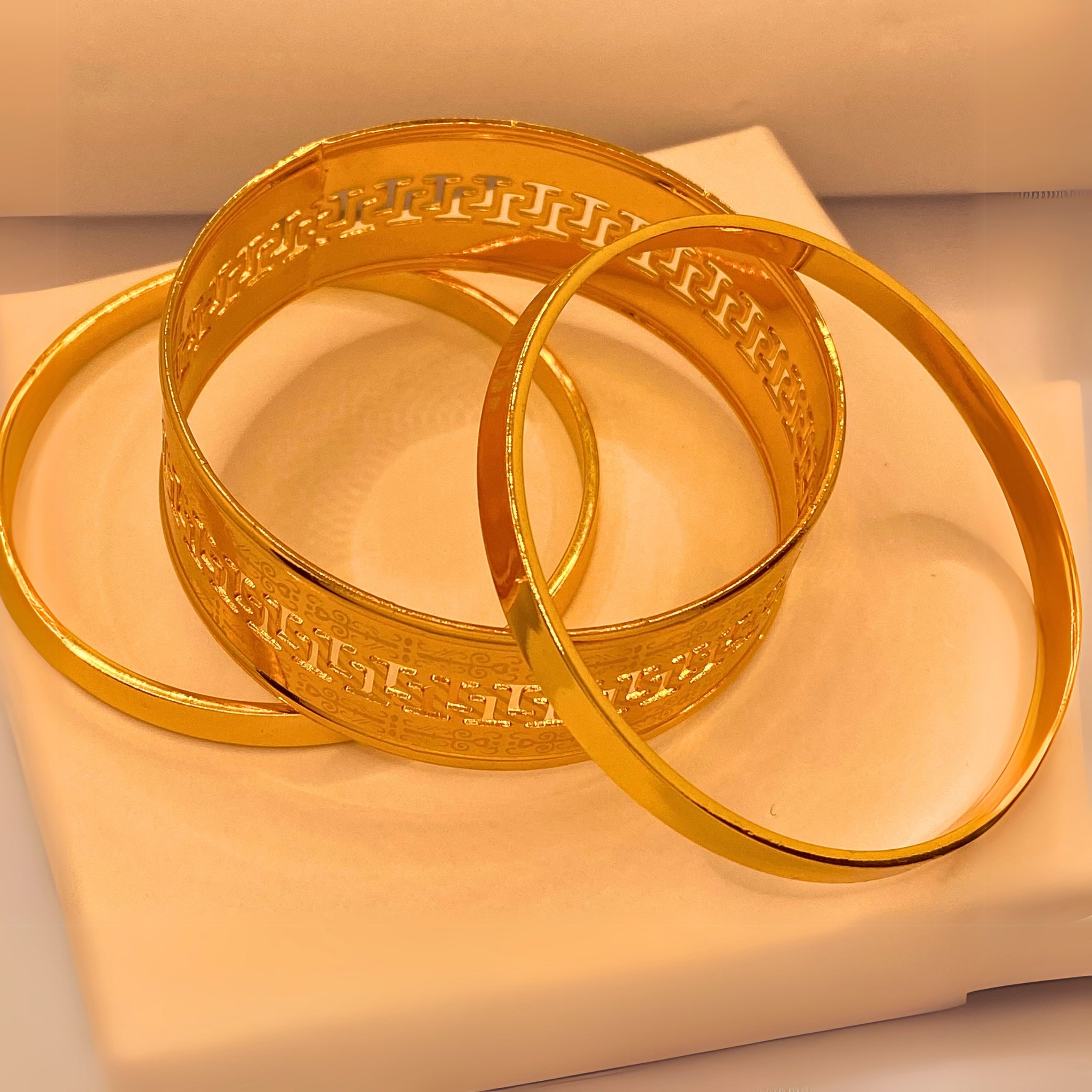 Elegant Premium Golden Gold Plated  3Pc Bangles for Women/Girls