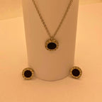 Simple Elegant Silver Stainless Steel Necklace set For Wome/Girls