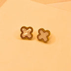 Simple Gold White Flora design Stainless Steel Tops Earring For Women/Girls- Daily Wear
