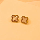 Simple Gold White Flora design Stainless Steel Tops Earring For Women/Girls- Daily Wear