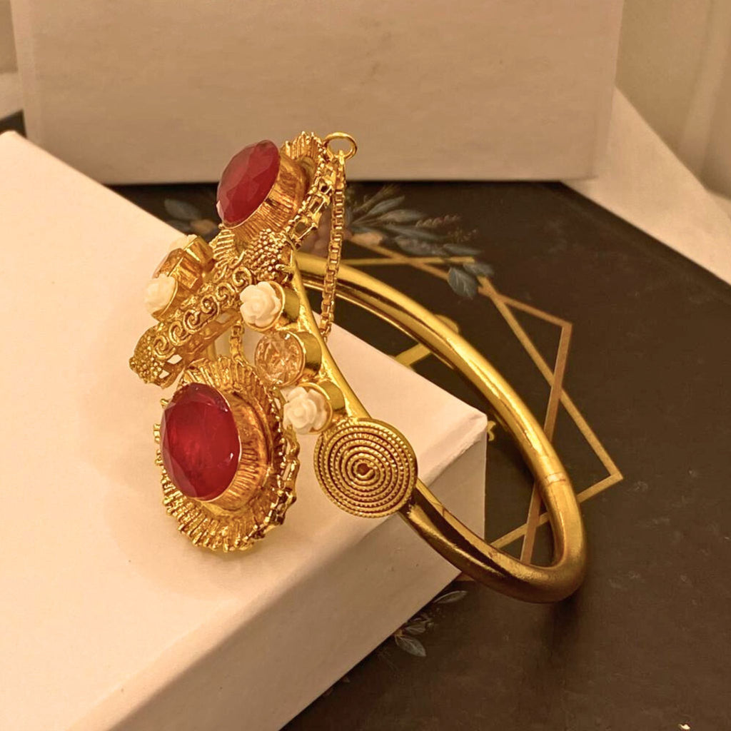 Elegant Ruby Inspired Gold Plated Handcuff for Girls/Women