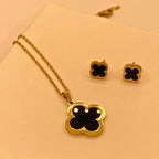 Simple Luxury Gold Stainless Steel Flora Design Pedant Set For Women/Girls