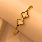 Unique Gold stainless steel White  Flora Design Hand Cuff For Women/Girls
