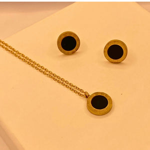 Simple Gold stainless steel Necklace set For Wome/Girls