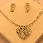 Elegant Luxury  Heart Shape Diamond Necklace Set For Women/Girls