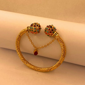 Elegant Luxury Multi stones Gold-Plated Adjustable Bangles for Women/Girls
