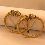 Elegant Luxury Emerald stones Gold-Plated Adjustable Bangles for Women/Girls