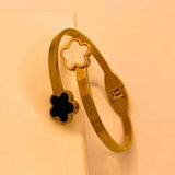 Unique Gold stainless steel Flora Design Hand Cuff For Women/Girls