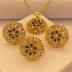 American Diamond Luxury Gold Plated Sapphire Necklace Set For Women/Girls