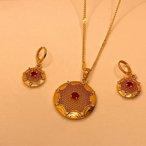 Simple Elegant Golden Gold Plated Necklace Set For Women/Girls
