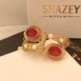 Elegant Ruby Inspired Gold Plated Handcuff for Girls/Women