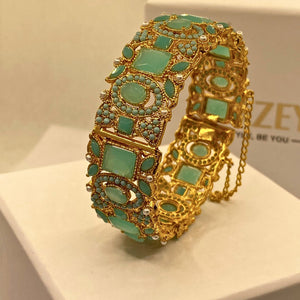 Luxury Gold Plated feroza Stones Kara For Women/Girls- Formal Wear