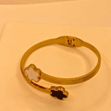 Unique Gold stainless steel Flora Design Hand Cuff For Women/Girls