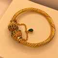 Elegant Luxury Emerald stones Gold-Plated Adjustable Bangles for Women/Girls