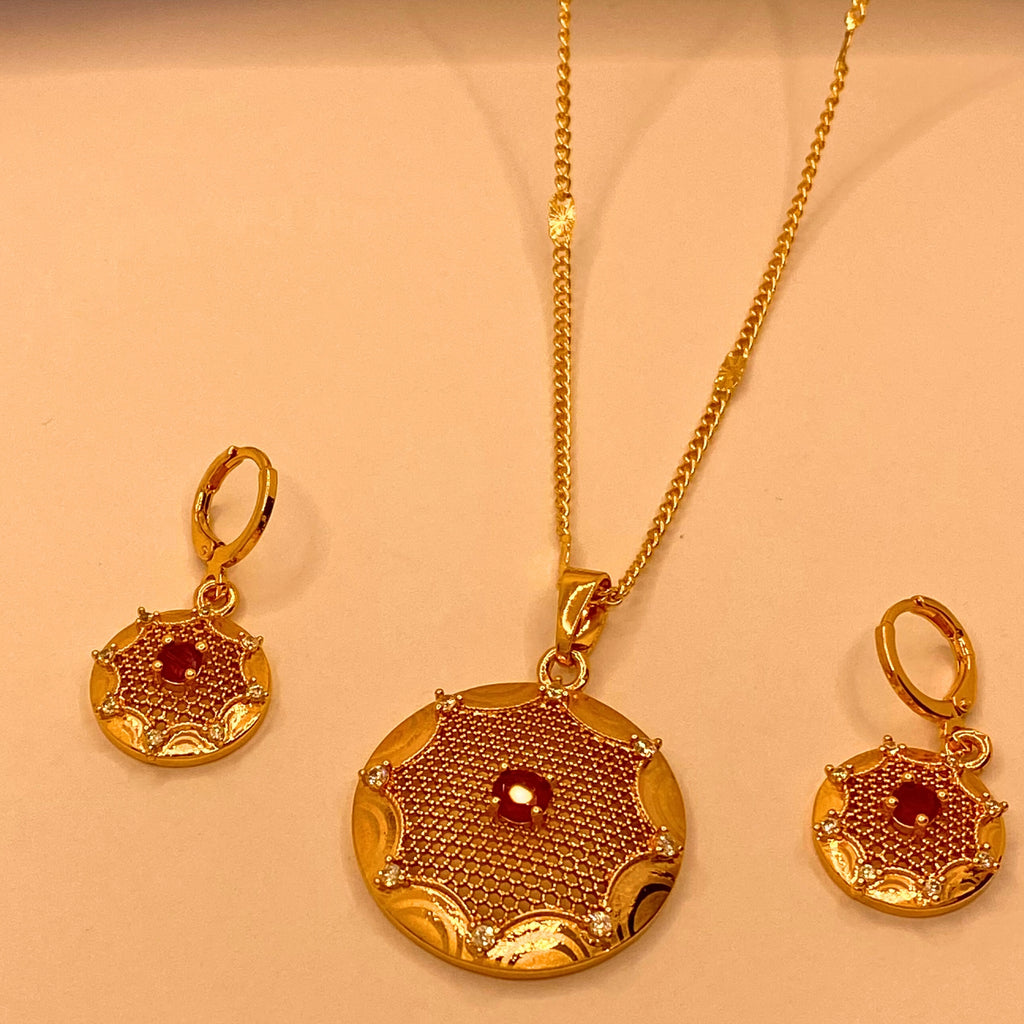 Simple Elegant Golden Gold Plated Necklace Set For Women/Girls