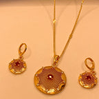 Simple Elegant Golden Gold Plated Necklace Set For Women/Girls