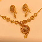 Luxury Gold-Plated Fancy Flora Design Necklace Set for Women & Girls