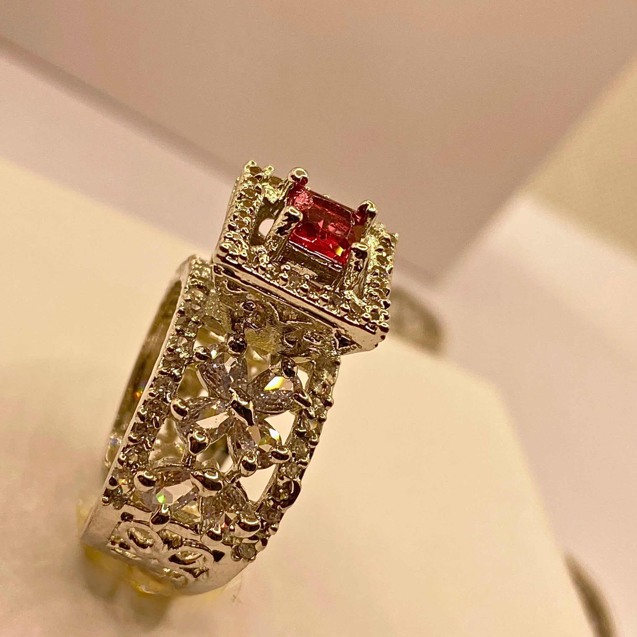 Luxury American Diamond Cut Real Stone Ring For Women/Girls- Formal wear
