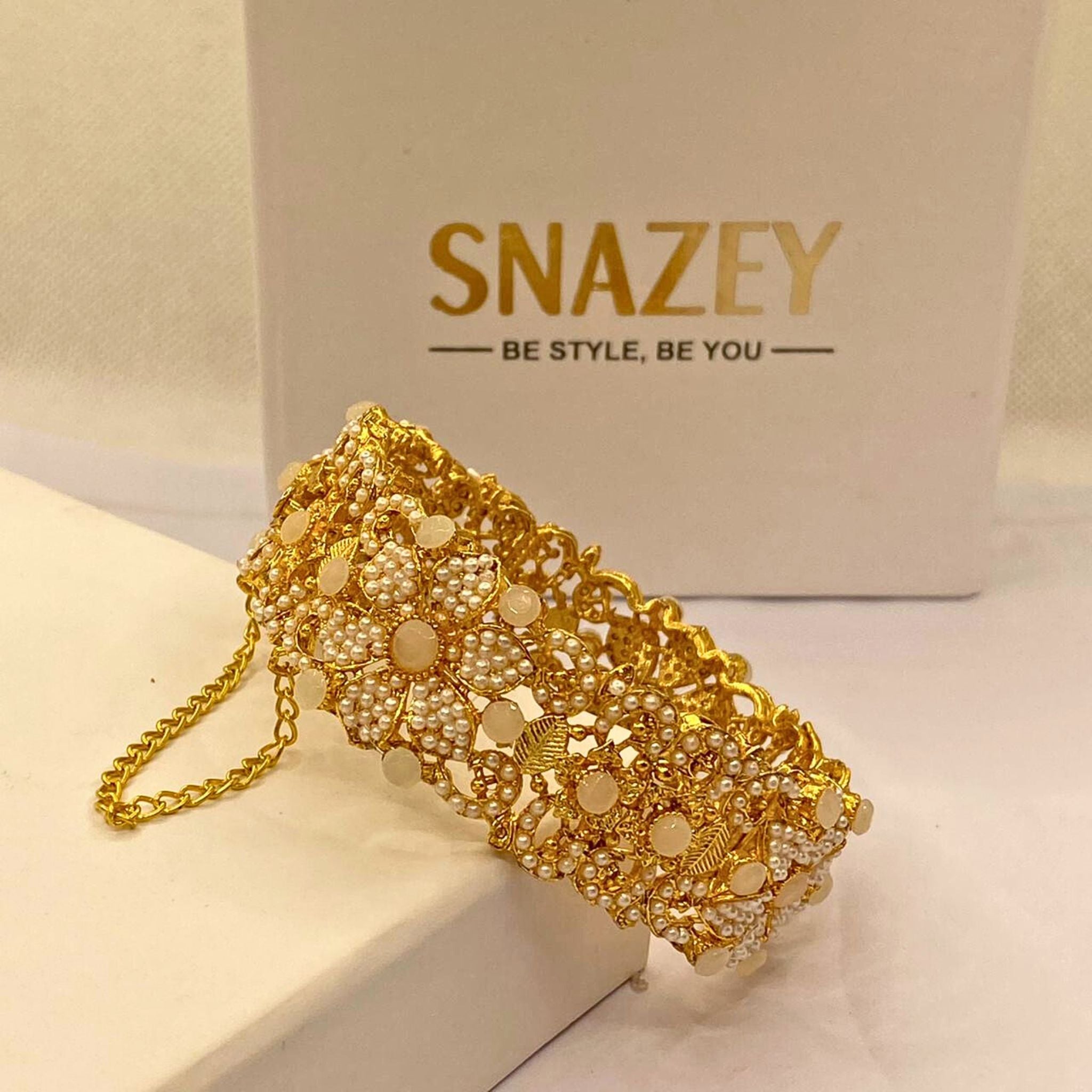 Premium Gold-Plated white stones Kara for Women & Girls – Formal Wear