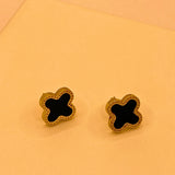 Simple Gold Black Flora design Stainless Steel Tops Earring For Women/Girls- Daily Wear
