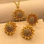 Premium Gold-Plated Sun-Flower Zircon design Necklace Set for Women & Girls