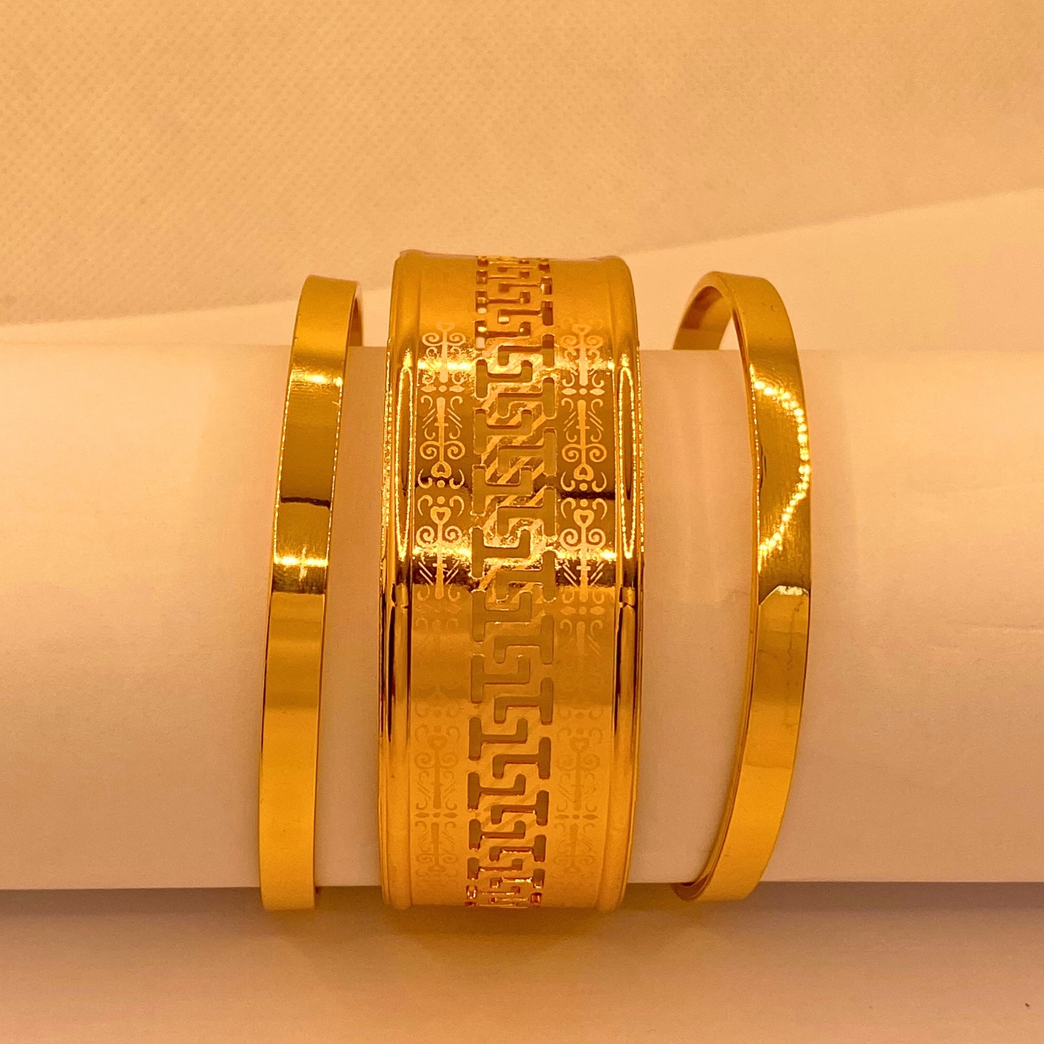 Elegant Premium Golden Gold Plated  3Pc Bangles for Women/Girls