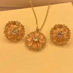 Luxury Rose Glow Zarcon Design Necklace Set for woman/girls