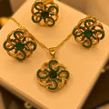 Premium Handmade Green Beads Gold Plated 4-Piece Locket Set for Women/Girls